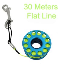 스쿠버 다이빙 알루미늄 스풀 핑거 릴 스냅 볼트 후크 15m 20m 30m for sneak cave dive 수중 낚시, 파란색 30m 플랫 라인 g