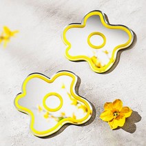 옐로 플라워 아크릴 컵받침 거울 티 코스터, 상세페이지 참조, 상세페이지 참조