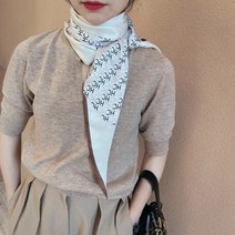 럭셔리 로고 패턴 롱 실크 럭시 스카프