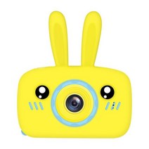 폴라로이드카메라 휴대용 1200W HD 디지털 카메라 귀여운 만화 토끼 모양 IPS 스크린 미니 비디오 장난감, 03 yellow