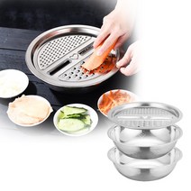 3in1 스텐 만능강판 세트 주방 채반 채칼 채볼 다용도 믹싱볼 채썰기 슬라이서, 만능강판세트