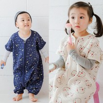 자체브랜드 꾸미 슬립쌕 반팔 면누비_유아동수면조끼_어린이수면조끼