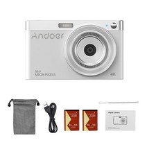 컴팩트카메라 디지털 미러리스 카메라 Andoer 4k 비디오 캠코더 50mp 2.88 인치 ips 스크린 자동 초점 16x 줌 캐리 백 손목 스트랩이있는 내장 플래시, 찢어진 조각, 32g 카드로