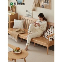 북유럽 세련된 화려한 포근한 소파 원래 요소 단단한 나무 작은 아파트 거실 가구 겨울과 여름 이중 사용 패브릭 G1061, [23] 3인승 + 페달 (베이지) [블랙월넛], [01] 콤비네이션