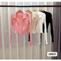 여성 긴팔티 핑크 스웨터 20대 크롭티 브이넥 니트 배꼽 슬림