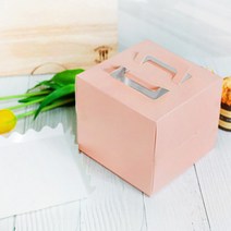 중앙패키지 핑크미니케이크상자(사각케이크받침포함)높이 13cm, 50개