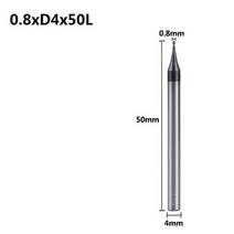 목공엔드밀 라우터 비트 밀링 2 플루트 마이크로 플랫 엔드 밀 0.20.9mm 미니 CNC 4mm 생크 텅스텐 카바이드 엔드밀 커터, 0.8xD4x50L, 10pcs