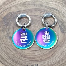 [고리형] 무지개빛 레인보우 써지컬펜던트 클래식 강아지 인식표 하네스 인식표, C