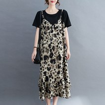L.ONLINE SHOP중년여성 빅사이즈 호피무늬 롱원피스 블랙 오버핏 원피스 하객룩 트위드원피스 쉬폰원피스 뷔스티에원피스