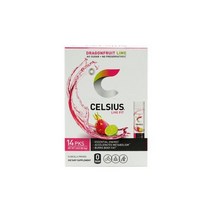 Celsius 셀시어스 라이브 핏 온 더 고 에센셜 에너지 파우더 드래곤후르츠 라임 14팩
