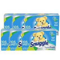 스너글 플러스 슈퍼프레쉬 드라이어 시트 105장 Snuggle Plus SuperFresh Fabric Softener Dryer Sheets Original, 6팩