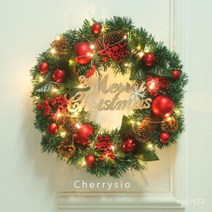 TANC 크리스마스 제작 리스 벽 장식 Cherrysio소품겨울 분위기 트리 감성 만들기 전구 꾸미기40CM