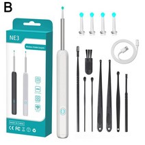내시경귀이개 Wireless Smart Visual Ear Cleaner Otoscope Wax Tool NE3 Sticks Removal with Camera Kit Endosc, [02] B