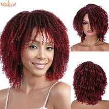 통가발 여자 인조 미용 항암 가발 짧은 dreadlock hair wig curly 합성 부드러운 faux locs wigs for bangs for black women, 8인치, 협력사, 1b-99j