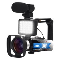 4K 비디오 카메라 디지털 캠코더 나이트 비전 56MP WiFi 내장 필 라이트 전문 캠코더 라이브 스트리밍 용, K1 블루 카메라 키트 3_중국 | 16GB SD 카드