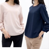 [지센] 여성 스티치포인트 라운드넥 티 블라우스(색상2종)