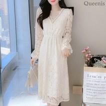 퀸이즈 퀸이즈 테로 플라워 레이스 프릴 원피스