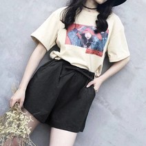 장바9니 편한밴딩 여성반바지 이쁜리본 여자냉장고바지 린넨 마 하프팬츠
