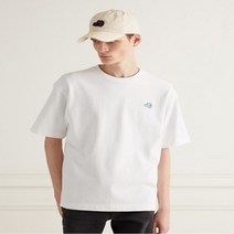 [LF] 헤지스남성 [21FW 헤지스 남성]화이트 하트퍼피 자수 세미오버핏 반팔 티셔츠_HZTS1C101WT