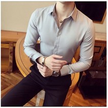 다림질필요없는 구김없는와이 셔츠 슬림핏 회색 남색 하늘색