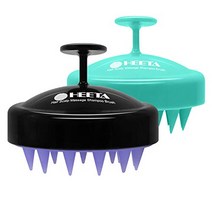 두피관리용 머리마사지기 HEETA 모발 성장을 위한 두피 마사지기 샴푸 브러시 2팩 실리콘이 포함된 스크러버 습식 및 건식 엉킴 제거기블랙 퍼플, [03] 그린 & 블랙