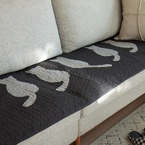 고양이 퀼트 쇼파패드 2size 패브릭 방석 리폼 인테리어 푹신한, 3인용-차콜