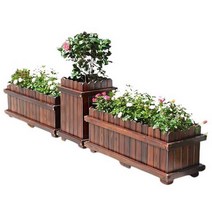 대형 나무 화분 텃밭상자 방부목 직사각형 도로 화단, 100x40x40 3개+40x40x60 2개