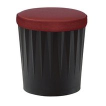 [에보니아] 보비 다용도의자 블랙바디 (수납의자/스툴/드럼체어/깡통의자), 블랙 레드