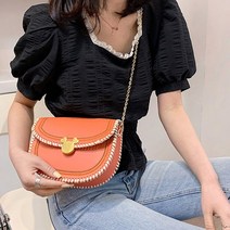 수지네작업실 가죽가방 DIY 미키크로스백 퀼트 만들기 가죽공예, 미키하프문새들백 오렌지