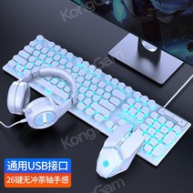 게이밍 키보드 마우스 헤드셋 3피스 저소음 키보드 서든용키보드, 펑크 키보드 및 마우스 30S, White Ice펑크 버전마우헤드폰, 사각