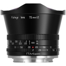 TTArtisan 티티아티산 7.5mm f2 광각 어안 렌즈 소니 캐논 니콘 후지 크롭렌즈, 블랙, 소니 E