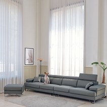 라라홈 멜로디 6인용 쇼파 가죽 헤드레스트 소가죽 스툴, 6인+스툴+컵홀더, 네이비