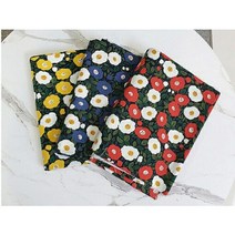 대폭 20수 면마린넨 동백꽃 나염원단 color 3종 [레드 블루 옐로우]