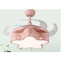 실링팬 천장형 서큘 천장선풍기 공기순환팬 어린이 팬 라이트 북유럽 보이지 않는 천장 레스토랑 침실 소녀, 02 Pink_02 42inch_01 110V