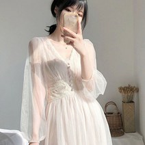 2023 써스데이 아일랜드 하라주쿠 스타일 원피스 우아한 버튼 라인 vestidos 봄 화이트 드레스