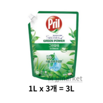 프릴 그린파워 알로에 베라 주방세제, 3L, 6개