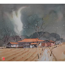 유명화가 그림액자/김도영작가 수채화 시골풍경 그림, 12호(60.6x50cm)