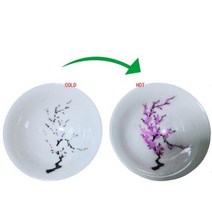 그릇 생활도자기 쇼핑몰 주방 예쁜도자기 스푼 일본 매직 벚꽃 술 컵 온도 변색 색상 변경 감기뜨거운 물 크리스마스 디저트 플레이트, Hot-change 1