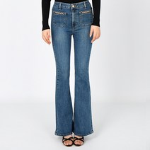 게스 게스 여성 청바지 포켓장식 플레어 붓컷 미디엄블루 데님팬츠 YM5D6077