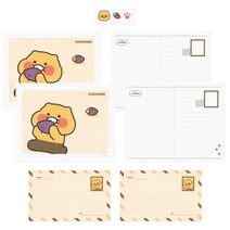 카카오프렌즈 춘식이 베이직 편지지세트(편지지 4매 편지봉투2매 스티커 1매) / 편지지 롤링페이퍼 생일편지 100일편지 어버이날편지지 군대편지 남자친구생일편지 여자친구생일편지, 베이지