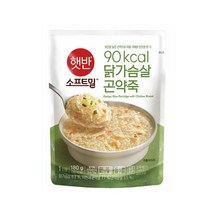 CJ제일제당 레토르트 햇반 소프트밀 닭가슴살 곤약죽 1인분 간단한아침메뉴 자취음식 180g 가정간편식 저녁메뉴추천, 3개