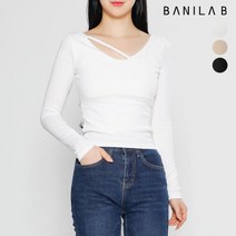 [바닐라비] 여성 컷아웃 브이넥 크롭 티셔츠