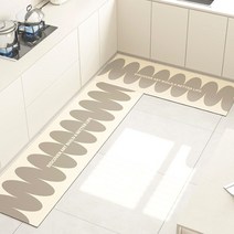 화사한 물결패턴 소프트 규조토 주방매트 발매트 2color, 카키베이지