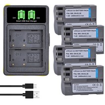 니콘배터리 2x 2400mah en-el3e en el3e enel3e el3e 배터리 및 충전기 nikon d30 d50 d70 d70s d90 d80 d100 d200 호환, 4배터리 및 충전기