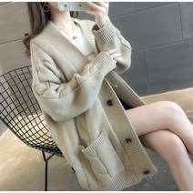 아우터 오버사이즈 여성복 통통 동생 루즈핏 나른해 보이는 학생 니트 카디건 스웨터 추동