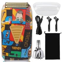 RRDGFH 남성용 전기 면도기 이중 포일 무선 수염 이발소 USB 충전식