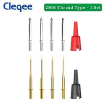Cleqee-교체 바늘 핀 1mm/2mm 나사 포함 또는 스레드 없음 테스트 프로브 키트 1mm 금도금 샤프 2mm 두께, 01 set with thread