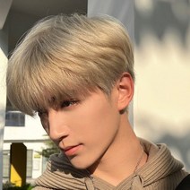 남자 가발 은발 금발 흑발 브라운 댄디컷 앞머리 볼륨, 상세이페이지 참고, 백금발