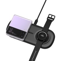 초텍 2in1 갤럭시 갤럭시워치 고속 무선 충전 패드, 블랙 T570-S