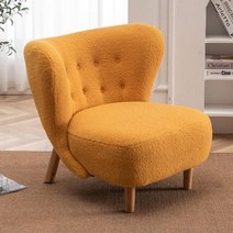 1인소파 싱글 북유럽 디자인 거실 소파 원목 다리 양털 흰색 침실 발코니, yellow+한 좌석